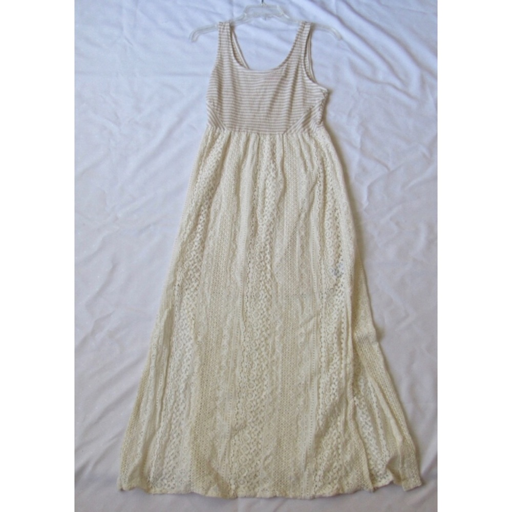 Cream Lace Crochet Maxi Dress